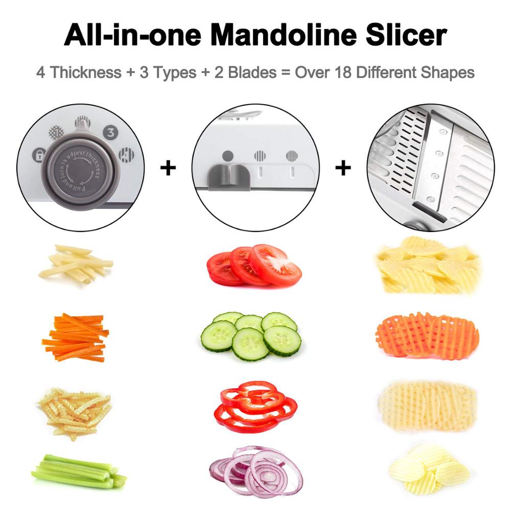 18 Types Adjustable Mandoline Slicer Stainless Steel