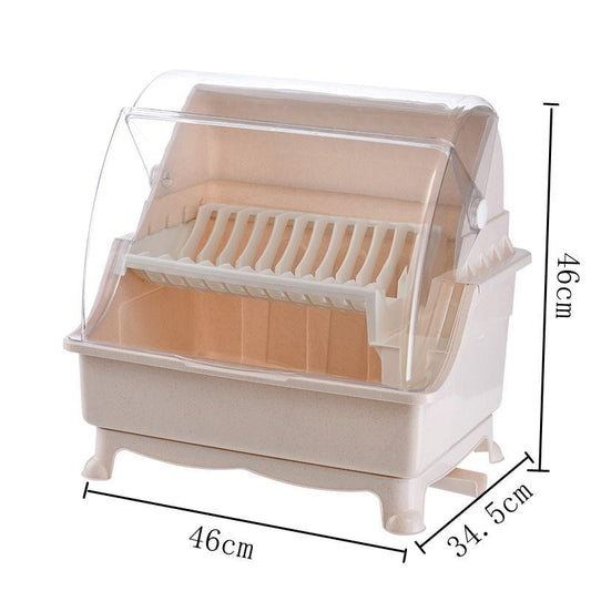Kitchen Dish Rack Tableware Bowl Chopstick Storage Box Plastic Household Drainer Large Lid Double Layer Container