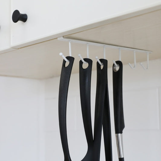 Iron art clapboard hanger wardrobe multifunctional hook kitchen cabinet 6 hook hook finishing rack without nails LU5024