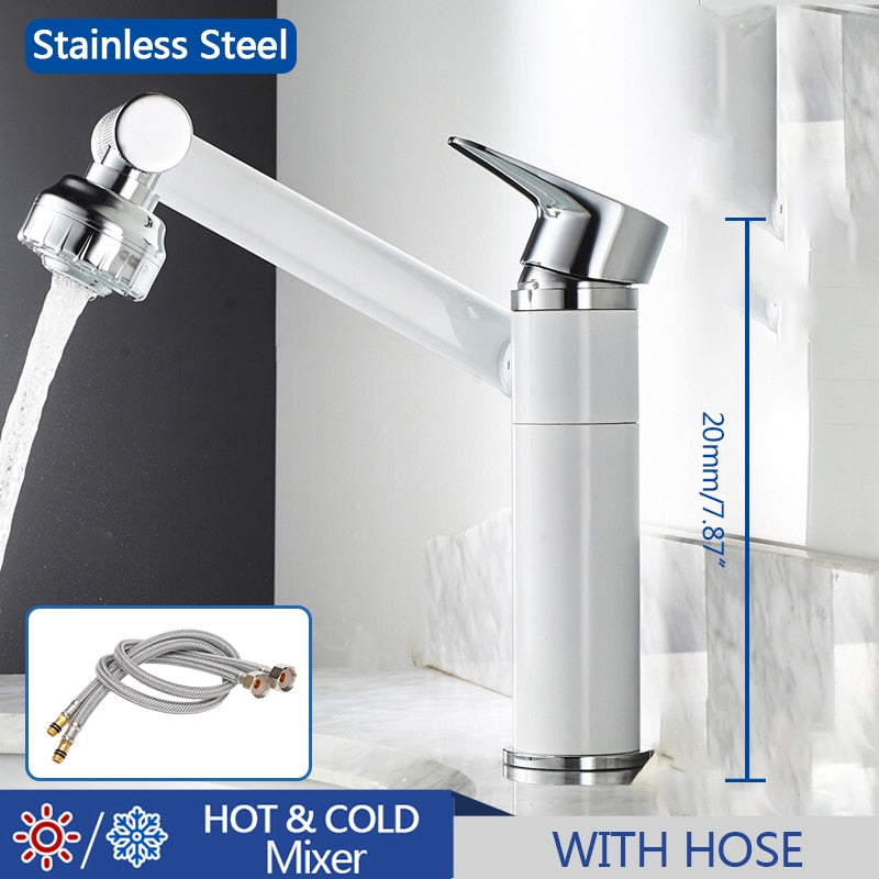 1080° Swivel Bathroom Sink Faucet Mixer Deck Mounted Splash Proof Water Tap Shower Head Aerators Plumbing Tapware For Bathroom