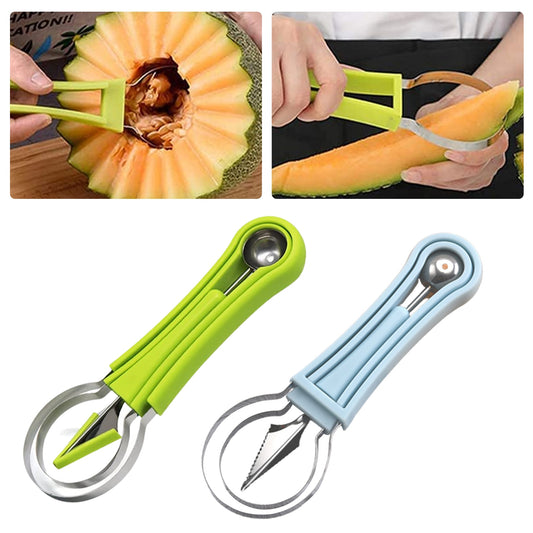 4 In 1 Stainless Steel Fruit Tool Set Carving Knife Fruit Watermelon Ball Digging Spoon Practical Kitchen Carving Separator Tool