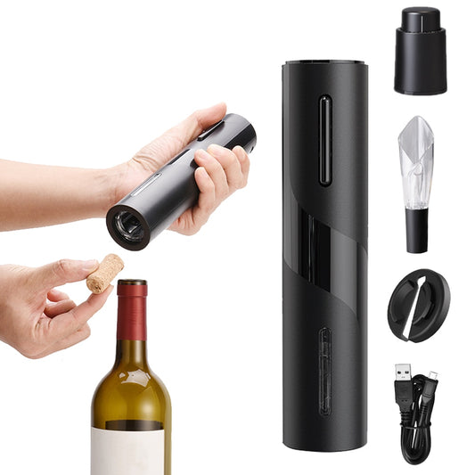 Rechargeable Electric Wine Bottle Opener Foil Cutter Automatic Corkscrew with USB Charging Cable Suit for Kitchen Bar Can Opener