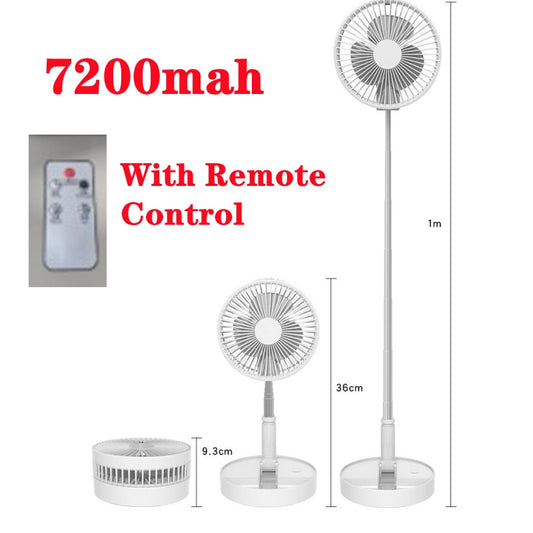 7200mah Portable Fan Rechargeable Mini Folding Telescopic Floor Low Noise Summer Fan Cooling For Household Bedroom Office Deskto